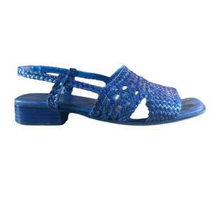 Sandali in pelle intrecciata Sesto Meucci taglia 8,5 viola tacco a slingback - Foto 1 di 8