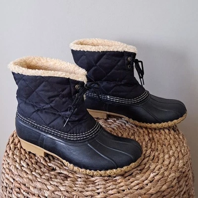 L.L. BEAN Unisex Acolchado Negro Nylon Impermeable/Aislante Botas de Invierno W9/M7.5 Foto 1 de 4