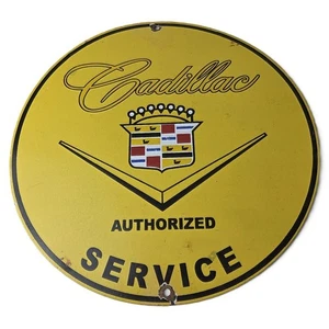Vintage Cadillac Service Sign - Gas Dealership Sales Automobiles Porcelain Sign - Picture 1 of 14