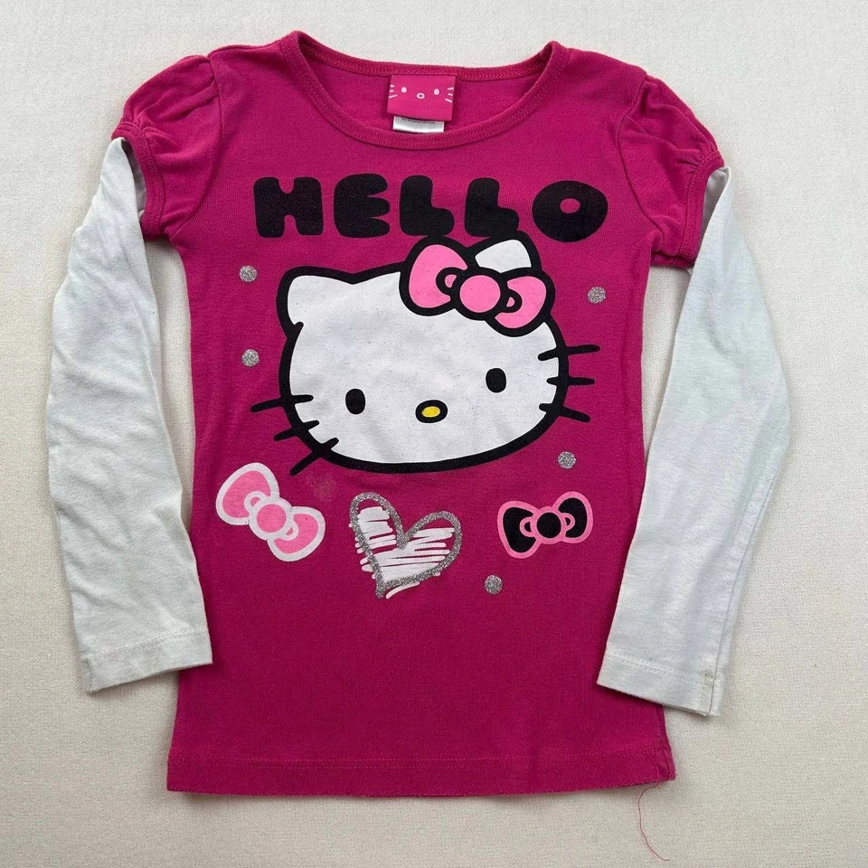 Vintage Sanrio Hello Kitty "Goodbye" 2-Layer Girls Shirt Long Sleeve Size 5 - Image 1 of 4