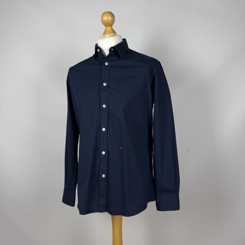 Moschino Camicia Abito Bottoni Rosso Cuore Cotone Uomo Taglia 42 Blu Navy