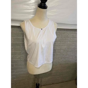 Hind White Sleeveless Quarter Zip Crop Workout Tank Top Size Large - Picture 1 of 3