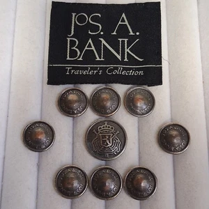 JoS. A. Bank Silver Blazer Buttons 9 1-Larger Front, 8-Smaller Sleeve Cuff - Picture 1 of 3