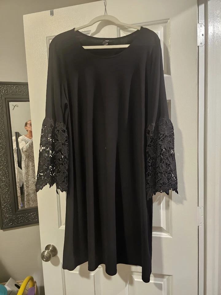 Alfani Polished and versatile Black dress with Embroidered Sleeves Size 20w - Image 1 of 4