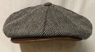 RALPH LAUREN VNTG POLO BROWN CREAM HERRINGBONE WOOL TWEED CABBIE NEWSBOY CAP HAT - Image 1 of 4