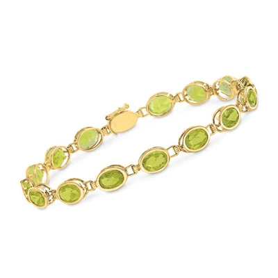 Ross-Simons 12,00 ct. t.w. Conjunto de moldura oval pulseira peridoto em ouro amarelo 14kt - Imagem 1 de 3