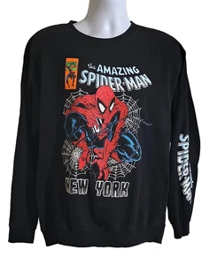 Marvel Spider-Man Sweatshirt Mens Large Black Amazing New York Crewneck Pullover - Bild 1 von 9