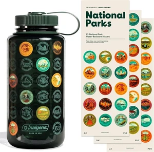 Botella de agua de plástico Nalgene 32 oz de parques nacionales con kit de pegatinas impermeables - Imagen 1 de 4