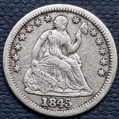 1845 Seated Liberty Half Dime 5c Better Grade XF + #96740 - Image 1 of 2