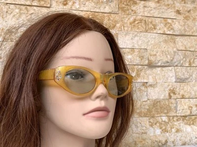 1950'S VINTAGE CAT EYE SUNGLASSES YELLOW ITALY VERY RARE MILSOL RHINESTONES - Image 1 of 4