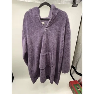 Koolaburra by UGG Purple Sherpa Fleece Hoodie Quarter Zip Pullover Women's L - Picture 1 of 7
