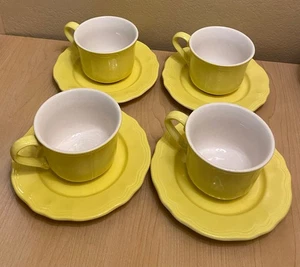 Vintage 4er Set Sears Zitronengelb Federalist Ironstone 4236 Tassen & Untertassen - Bild 1 von 8