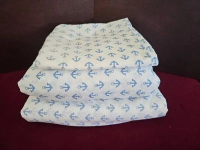 Tommy Hilfiger Sheet Set Of 3  Cal- King White With Blue Anchor Pattern - Image 1 of 4
