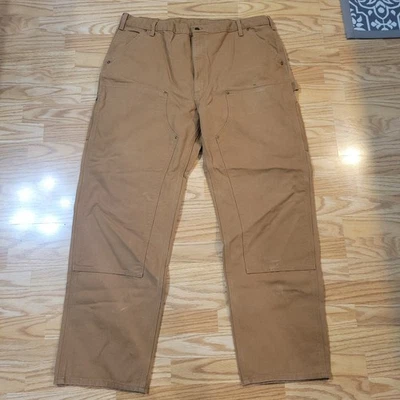 Carhartt Pants Mens 42x34 Brown Double Knee Dungaree B136 BRN Duck Canvas  - Image 1 of 4