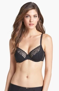Nuevo sin etiquetas sujetador push-up negro Chantelle Intimates 'Merci' con alambre 32D 1742 - Imagen 1 de 1