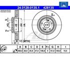 2 pcs brake disc ATE 24.0128-0135.1 for Renault Espace IV