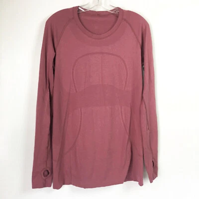 Camiseta Lululemon Feminina 12 Swiftly Tech Manga Longa Furos para Polegar Mauve Rosa Top Camiseta - Imagem 1 de 4