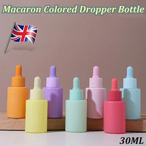 30ml Dropper Bottle Macaron Colored Glass Container with Drop Pipette Cap UK - Picture 1 of 14