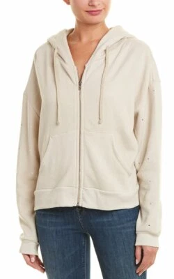 Nuevo con etiquetas Suéter con Capucha Wildfox Beige Brillo Adornado Manga Cremallera Completa Talla XS Foto 1 de 4