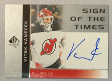 2022-23 UD SP AUTHENTIC SIGN OF THE TIMES RETRO AUTO DEVILS - VITEK VANECEK