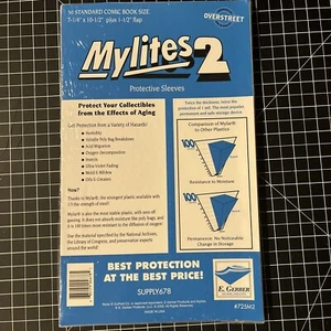 50 E. Gerber Mylites 2 Mil Mylar Standard Comic Book Sleeves 725M2 - Picture 1 of 6