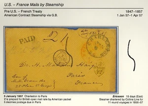 MTM275 - 1850 TRANSATLANTIC UNPAID LETTER USA TO AUSTRIA VIA HAMBURG ST. CAMBRIA - Picture 1 of 3