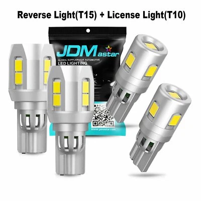 JDM ASTAR 4PCS Pure White T10 192 194 3030 SMD LED Bulbs License Light 921 6000K - Image 1 of 4