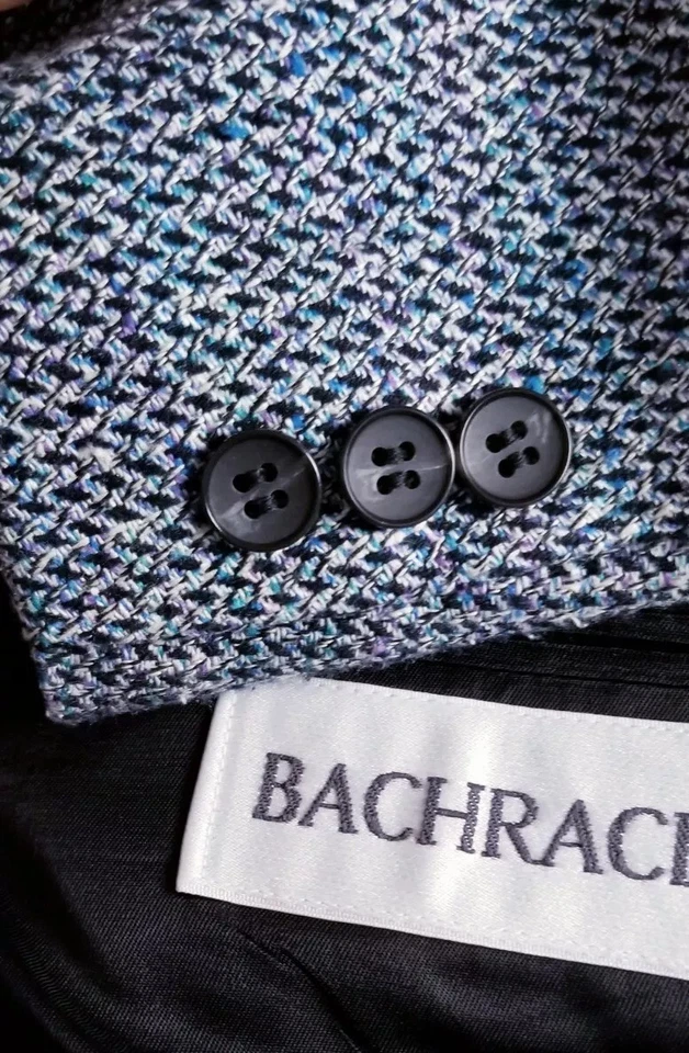 40S Purple Rainbow Colorful Check Nubby Tweed Sport Coat Jacket Blazer Bachrach - Image 1 of 4