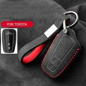 Full Suede Covered Key Fob Remote Protector Holder Cover Case For Toyota 2Button - Picture 1 of 9