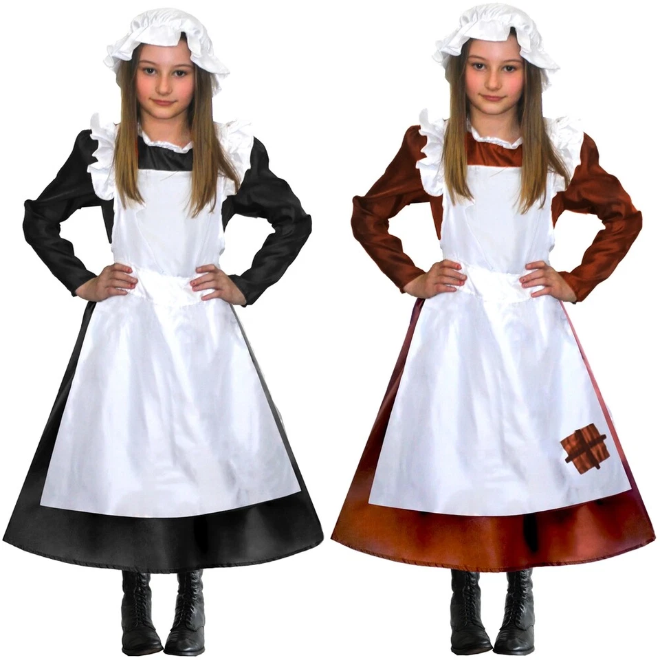 Child Victorian Maid Poor Girls Book Day Week Fancy Dress Costume Kids 5-12 lot - Image 1 of 4
