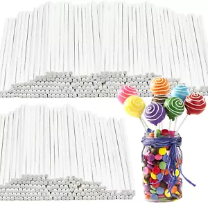 500 Pcs 4-Inch White Lollipop Sticks,Cake Pops Sticks,Paper Treat Sticks Sucker - Picture 1 of 7