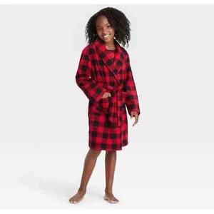 Wondershop Kids Buffalo Plaid Flannel Bathrobe Sizes 12 Unisex Boys And Girls - Picture 1 of 8