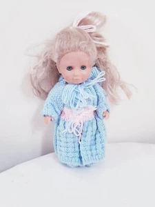 Vintage 1990's Vinyl Doll In Blue Set Embroidered stamped 1993 - Picture 1 of 12