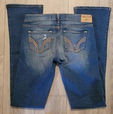 HOLLISTER CALIFORNIA SIZE 5L W27 L35 WOMENS PREWASHED COMFY DENIM BLUE JEANS