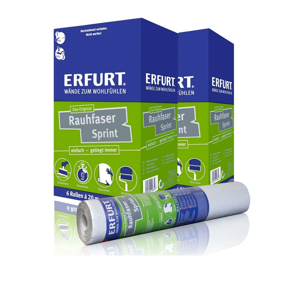 ERFURT Rauhfaser Sprint Tapete 20x0,53m 6 Rollen