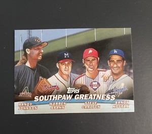 2001  TOPPS  SOUTHPAW GREATNESS  RANDY JOHNSON SANDY  KOUFAX WARREN SPAHN
