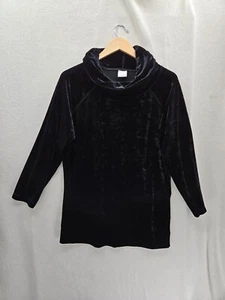 Cabernet Samt schwarz Langarm Oversize Wasserfallausschnitt Top Gr-S - Bild 1 von 6