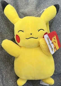 2023 Jazwares Pokemon 8” Pikachu Plush Touching Cheek Eyes Shut Closed Smiling - Picture 1 of 7