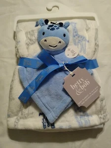 Betty & Bob Blue Giraffe Blanket 30"X40" Super Soft New - Picture 1 of 3