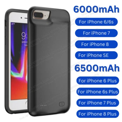Smart Battery Charger Case Power Bank For iPhone 6 6s 7 8 Plus SE Charging Cover - Image 1 of 4