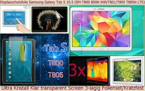 3x Kristall Klar Display Schutz Folie für Samsung Galaxy Tab S 10,5" Kratzfest - Bild 1 von 1