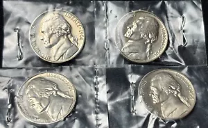 1961 Jefferson Nickel x 4 ~ (Proof Like) No Mint Mark ~ Full Steps - Bild 1 von 13