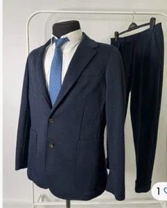 Polo Ralph Lauren Men's Navy Blue Soft Cotton Blend Suit Blazer L Pants 34 x 32 - Picture 1 of 5