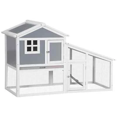 Two-Tier Rabbit Hutch, with Sunlight Panel Roof, Slide-Out Tray - Grey - Image 1 of 4