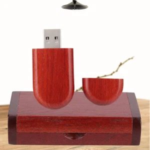 Oval Rosewood Wooden USB 2.0 Flash Memory Drive Storage Stick With Box U Dis NDE - Afbeelding 1 van 16
