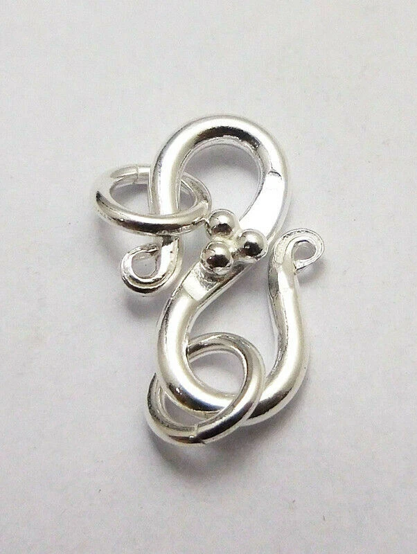 7 PCS 18X11MM SOLID COPPER BALI  S HOOK CLASP STERLING SILVER PLATED 589 ATL-227 - Image 1 of 1