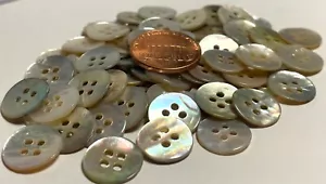 8 PCS Only Iridescent Abalone Shell MOP 4-hole Buttons 12mm Almost 1/2" 13566 - Picture 1 of 4