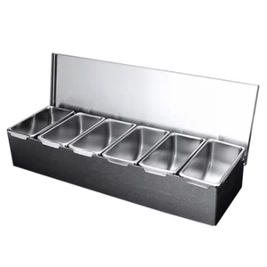 6-Grid Stainless Steel Spice Box Set Seasoning Container with Lid for Kitchen - Picture 1 of 6