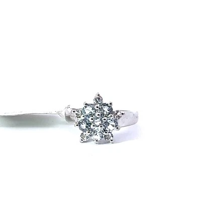 Argento Sterling 14.2mm Creato IN Laboratorio Topazio Blu - 1.61ctw Bianco - Immagine 1 di 4