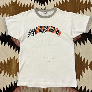 Vintage 70s Champion Harley Davidson Cotton Ringer Tshirt Sz M - Distressed - Picture 1 of 7